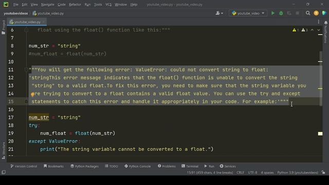 "Debugging Python: Solving 'ValueError: could not convert string to float'" смотреть онлайн