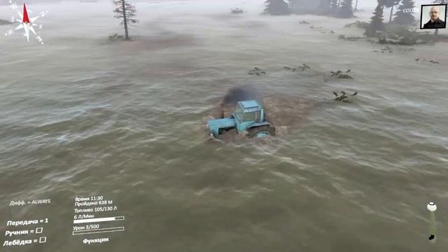 Дедуля на МТЗ переправлялся через болото и... I SPINTIRES смотреть онлайн