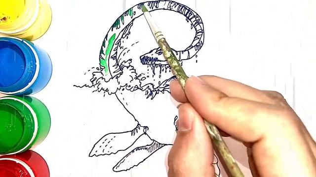 Как нарисовать ДИНОЗАВРА / мультик раскраска ДИНОЗАВР для детей / Раскраски малышам смотреть онлайн