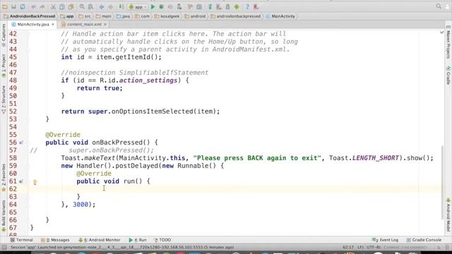 Quick Tutorial on Android onBackPressed – Press BACK again to exit (Android Studio) смотреть онлайн