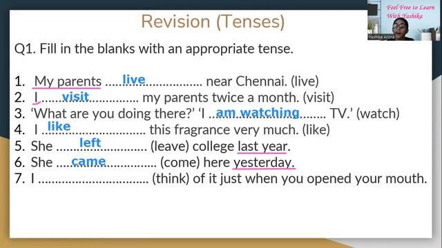 Tenses Revision By- Yashika смотреть онлайн