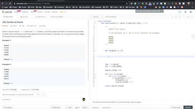 [Leetcode 200] Number of Islands (English) Python | DFS | Ladboy Coding смотреть онлайн