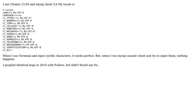 Ubuntu: Mysql console client do not take non-ASCII characters смотреть онлайн