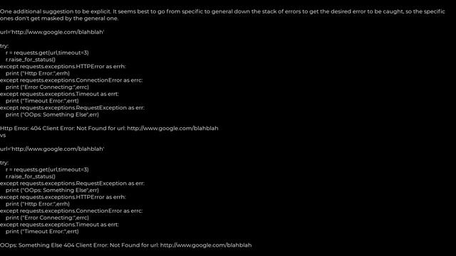 Python :Correct way to try/except using Python requests module?(5solution) смотреть онлайн