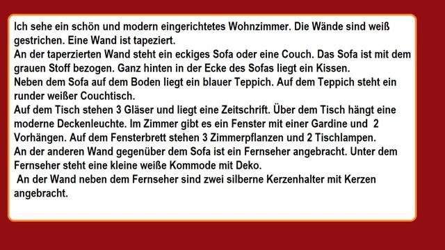 описание комнаты на немецком. новые слова смотреть онлайн