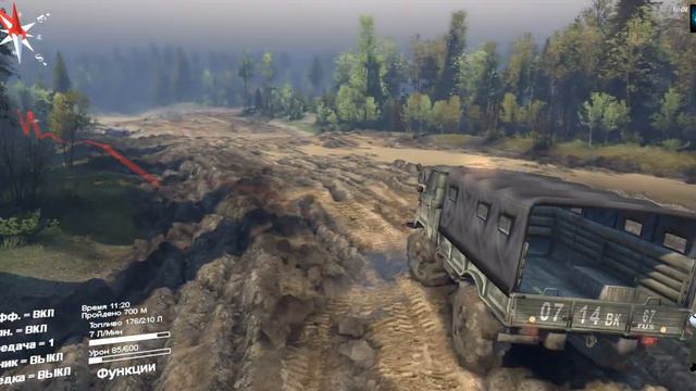 ГАЗ-66 по бездорожью в Spintires №1 смотреть онлайн
