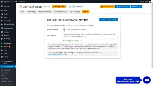 OTP Verification Plugin | How to Configure WooCommerce SMS Notification Addon смотреть онлайн
