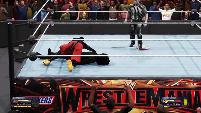 MICKEY MOUSE vs CARTOON CAT vs BENDY | WWE 2K20 Gameplay смотреть онлайн
