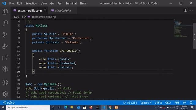 Access Modifiers in PHP (Hindi) смотреть онлайн