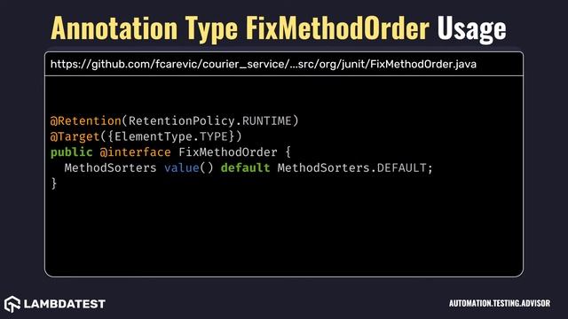org junit Annotation Type FixMethodOrder with examples смотреть онлайн