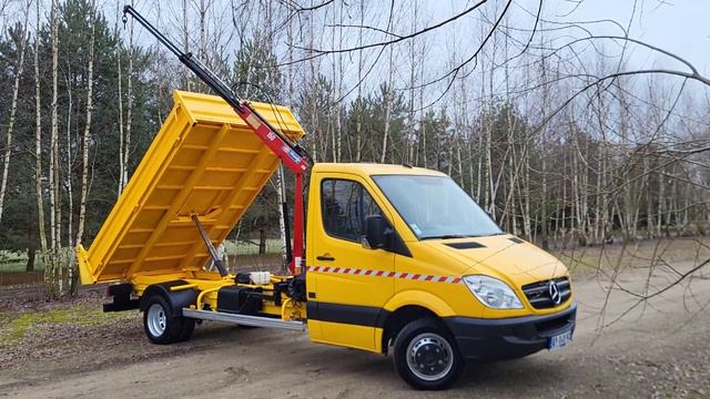 MERCEDES-BENZ SPRINTER 513 TIPPER + CRANE HMF WALK-AROUND W906 2011 Dump Truck самосвал Hds Kipper