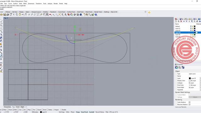 Jewelry CAD Design- Wire Bangle 3D Modeling Tutorial Rhino 3D #153 смотреть онлайн