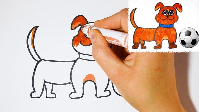 Как нарисовать СОБАКУ вместе с детьми. Рисуем симпатичного ПСА фломастерами. How to draw a dog. смотреть онлайн