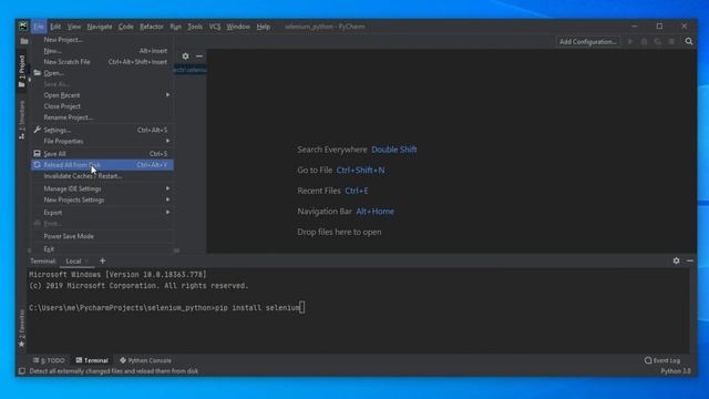 Installation of Selenium using PyCharm on Windows смотреть онлайн