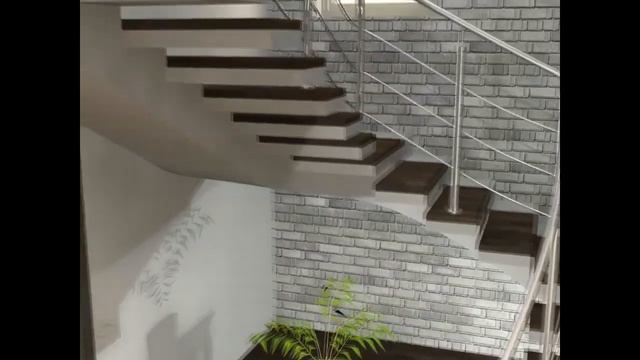 Модель 7. Полувинтовая бетонная лестница с открытыми ступенями на консольной наклонной балке. смотреть онлайн