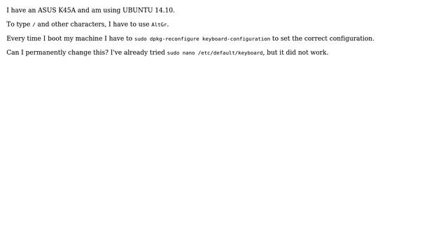 Ubuntu: How to persist dpkg-reconfigure keyboard-configuration? смотреть онлайн