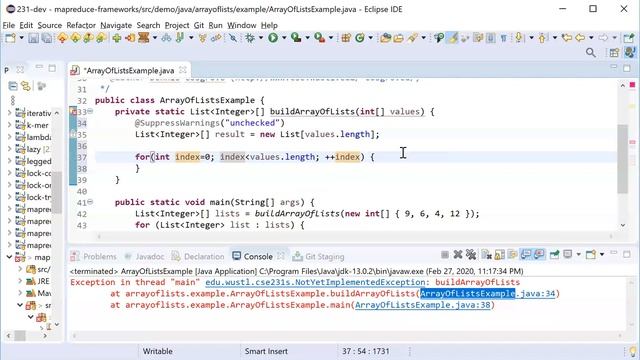 Java Arrays Of Lists Demo смотреть онлайн