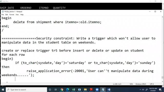 20 Creating a trigger in oracle for security check смотреть онлайн