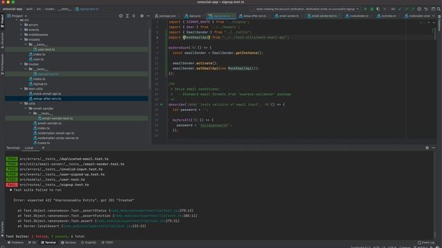 Fixing signup unit tests + adjusting Husky: Building a microservices-based NodeJS and React app #04 смотреть онлайн
