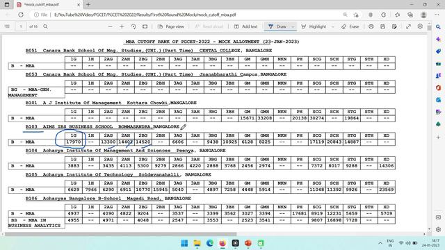 PGCET 2022 - Mock Seat Allotment Cut Off Rank смотреть онлайн