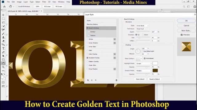 Photoshop Gold Effect for Text смотреть онлайн