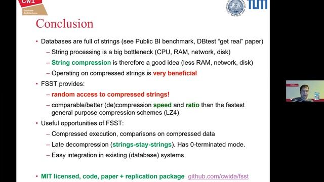 FSST: fast random-access string compression смотреть онлайн