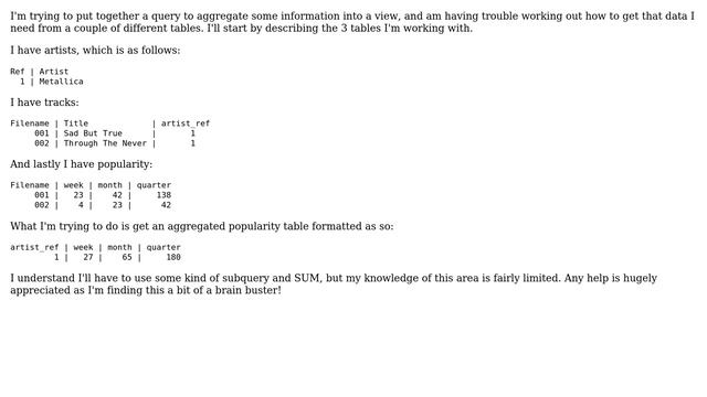 Databases: MySQL SUM related to parent query смотреть онлайн