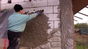 самое  не  дорогое  оформление  фасада  дома  .  шуба  из  цемента  своими  руками.