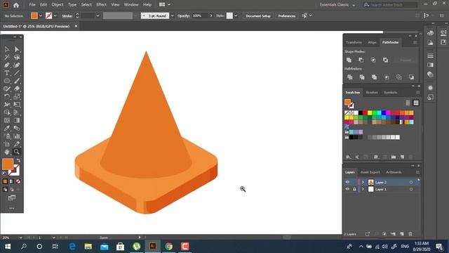 Traffic cone tutorial in Adobe Illustrator 2020 смотреть онлайн