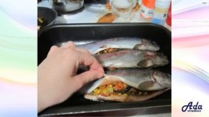 Форель, фаршированная грибами Рецепт, пошаговый, как приготовить, видеоре