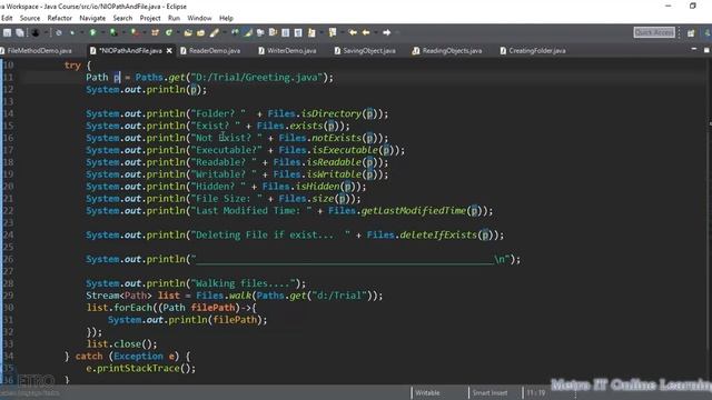 Java NIO Path And Files Methods смотреть онлайн