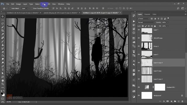 PHOTOSHOP || The Haunted Jungle ||2D matte painting manipulation || Full Tutorial смотреть онлайн