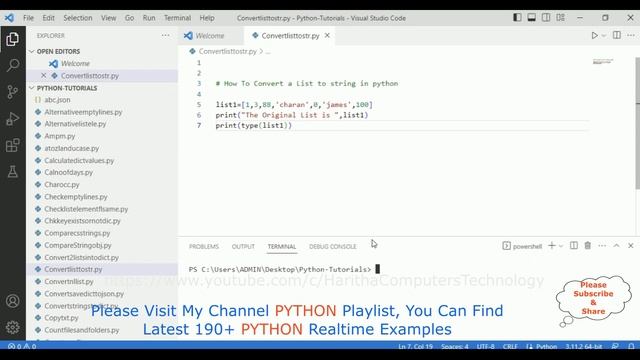 #191 Python Full Course How to Convert List to String Python смотреть онлайн