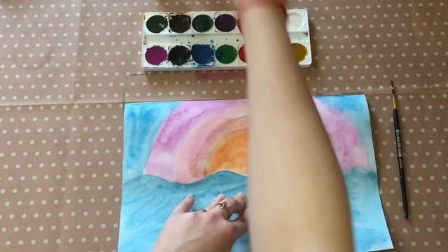 | МОРСКОЙ ПЕЙЗАЖ | Как нарисовать море, морской закат. Видео уроки для детей смотреть онлайн