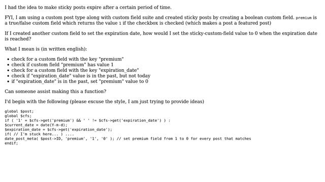 Wordpress: Set custom field value when reaching expiration date смотреть онлайн