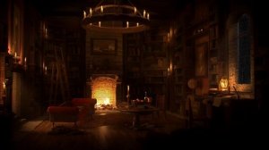 Ancient Library Room - Relaxing Thunder & Rain Sounds, Crackling Fireplace for Sleeping for  Study