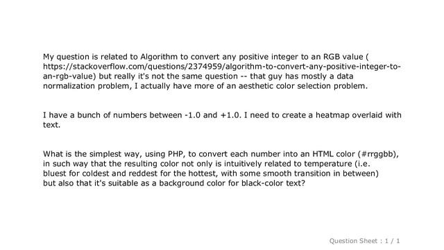 HTML : Simple PHP function to convert a number to a heatmap HTML background color? смотреть онлайн