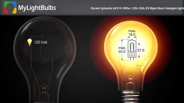 Osram Sylvania 64514 300w 120v GX6.35 Bipin Base Halogen light Bulb смотреть онлайн