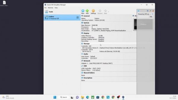 How to Install Fedora 37 Linux On VirtualBox In windows 11