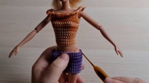 Вязание для кукол/ Комплект для Barbie Топик и шорты/ Häkeln für Barbie Puppen/ Crochet for Barbie