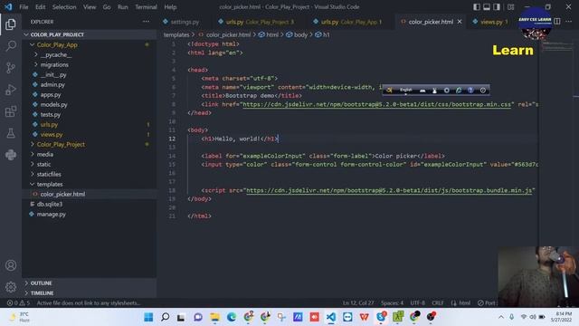 How to use Color Picker in Django | Client Site to Server Site | Easily in Bangla смотреть онлайн