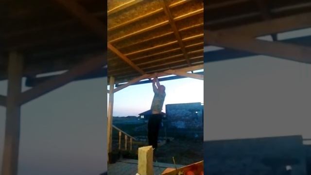 Pullups on the roof for biceps 27 times-Goal 50 times #pullups #workoutathome #gymathome #motivatio смотреть онлайн