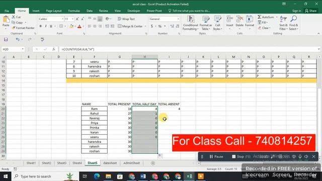 How to create salary register in excel part 3 | countif formula in excel | count Formula in excel смотреть онлайн