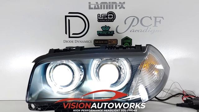BMW E83 X3 Quad Retrofit, Halos, E46-R shrouds, Morimoto Mini H1, Angel Eyes смотреть онлайн
