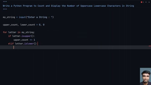 Write a Python Program to Count and Display the Number of Uppercase Lowercase Characters in String смотреть онлайн