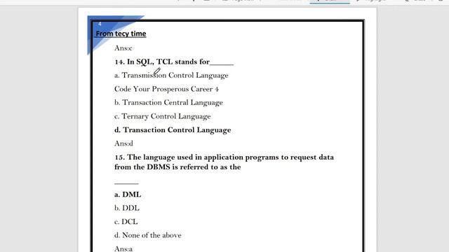 DBMS MCQ PART 1 with explanation #dbms #databasemanagenentsystem #mcqondbms #techytimedbms смотреть онлайн