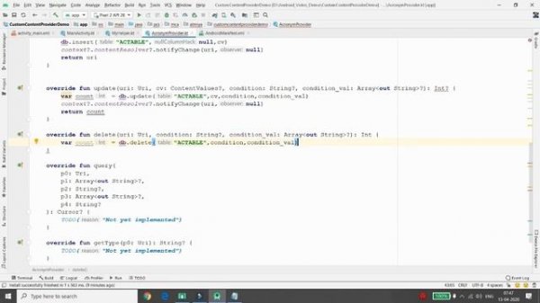 How to Create Custom Content Provider with INSERT, UPDATE, DELETE and SELECT - Android Kotlin
