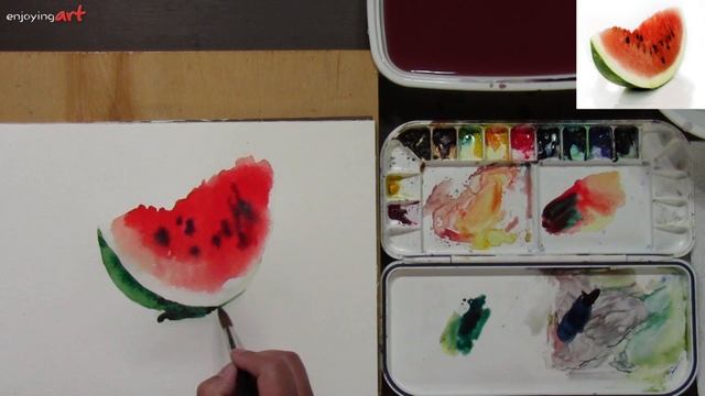 Still Life #63 - Watercolor painting of a slice of watermelon смотреть онлайн