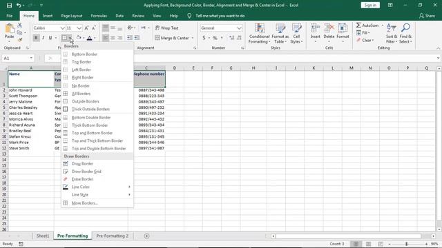Lecture 10 - Excel - Applying Font, Background Color, Border, Alignment and Merge & Center смотреть онлайн