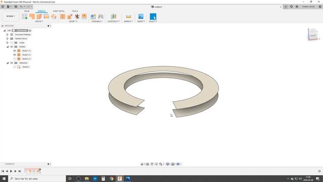 Keyring in Fusion 360 - 3D sketch line from Surfaces смотреть онлайн